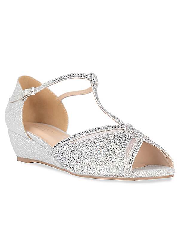 Silver wedge sandals hot sale for wedding