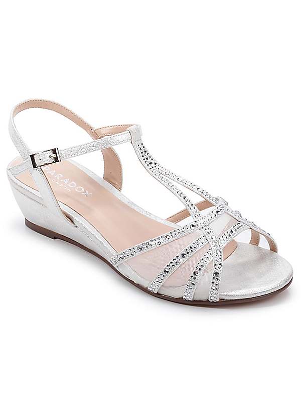 Wide fit silver store sandals low heel