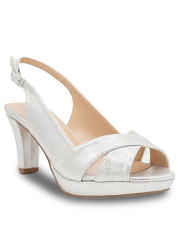 Silver peep toe block on sale heels