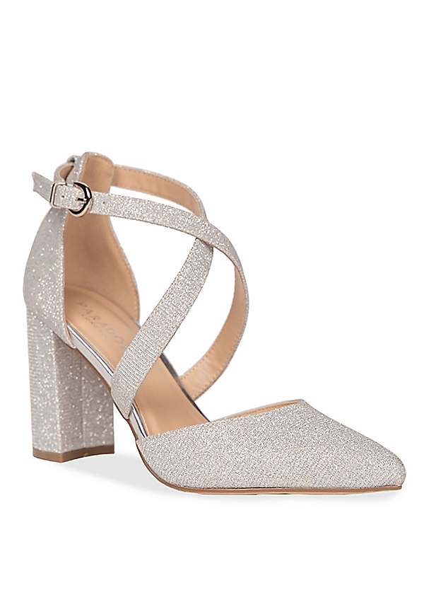 Silver glitter heels store with ankle strap