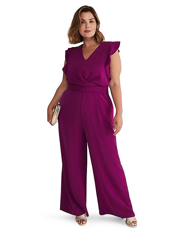 Phase Eight Ayla Magenta Ruffle Wrap Jumpsuit Curvissa