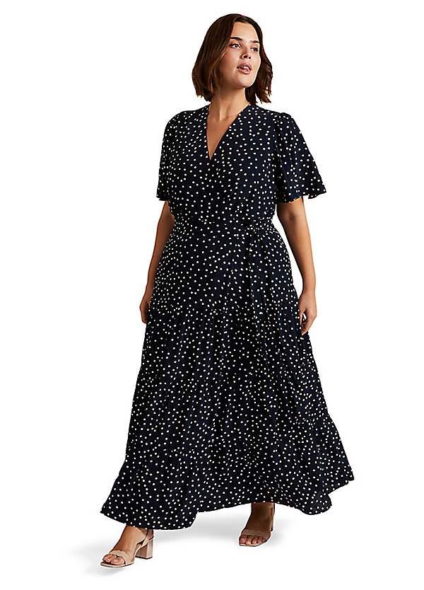 Phase Eight Jenna Black Spot Wrap Midaxi Dress | Curvissa