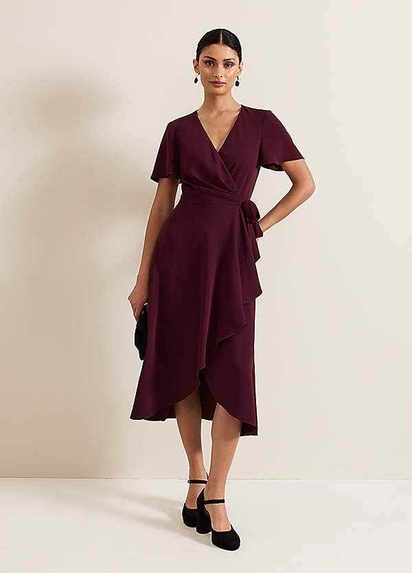 long sleeve wrap dresses Maxi Long Sleeve Satin Wrap Dress I Satin Bridesmaid Dresses – UME London main image 0