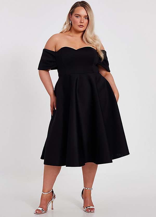 Quiz Curve Bardot Midi Skater Dress | Curvissa