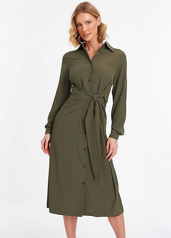 L’or Volume Shirt Dress Khaki Utility Maxi Shirt Dress | boohoo