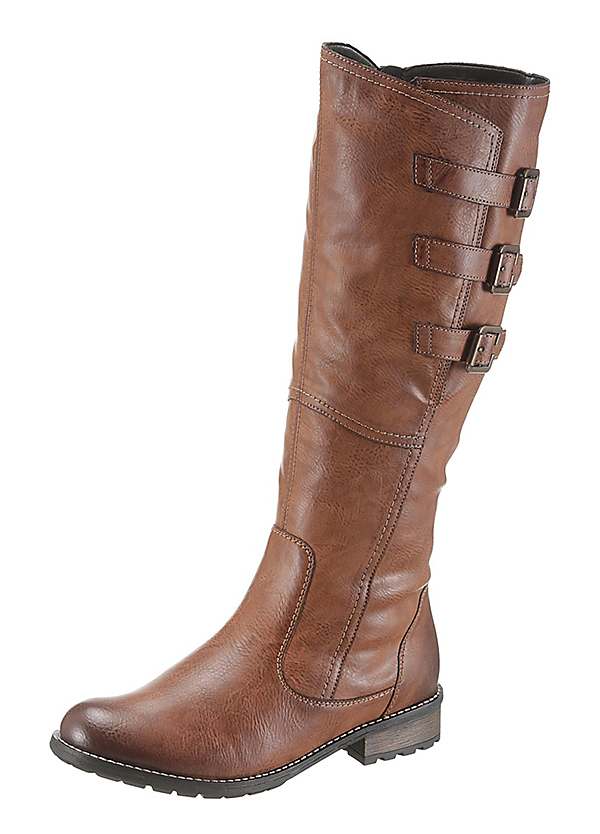 wide leg leather boots