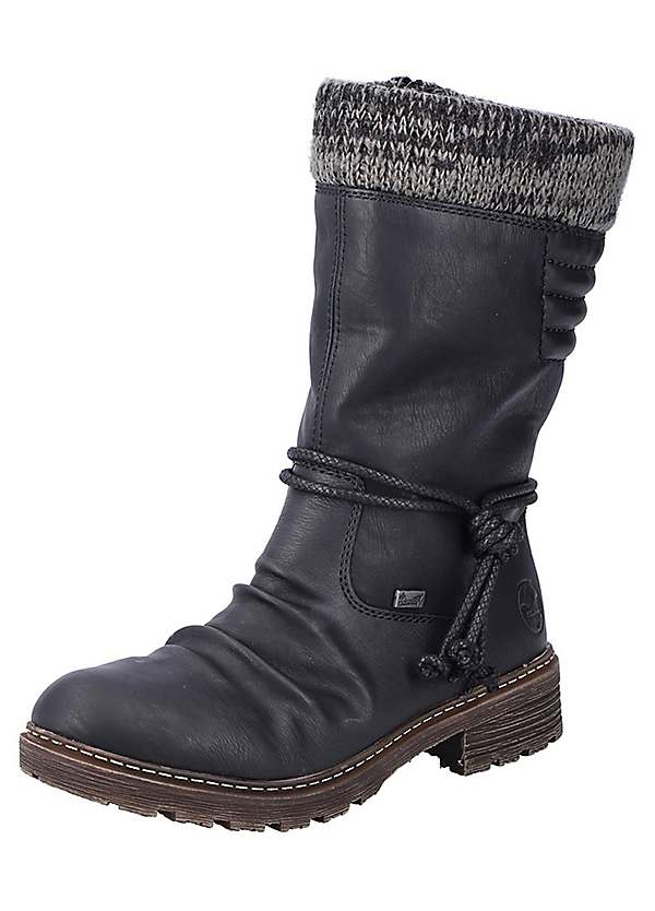 Knit collar store lace up boots