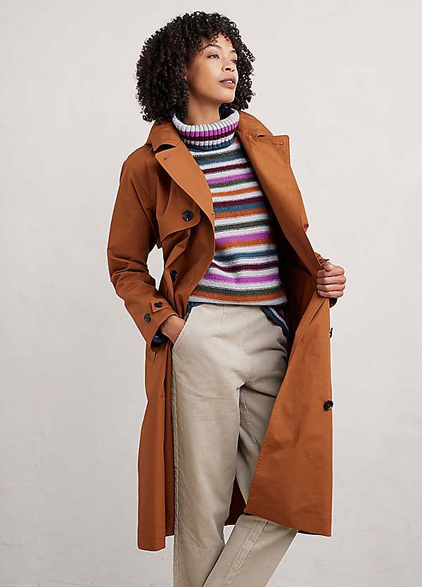 Seasalt Cornwall Brown Penweathers Waterproof Trench Coat Curvissa
