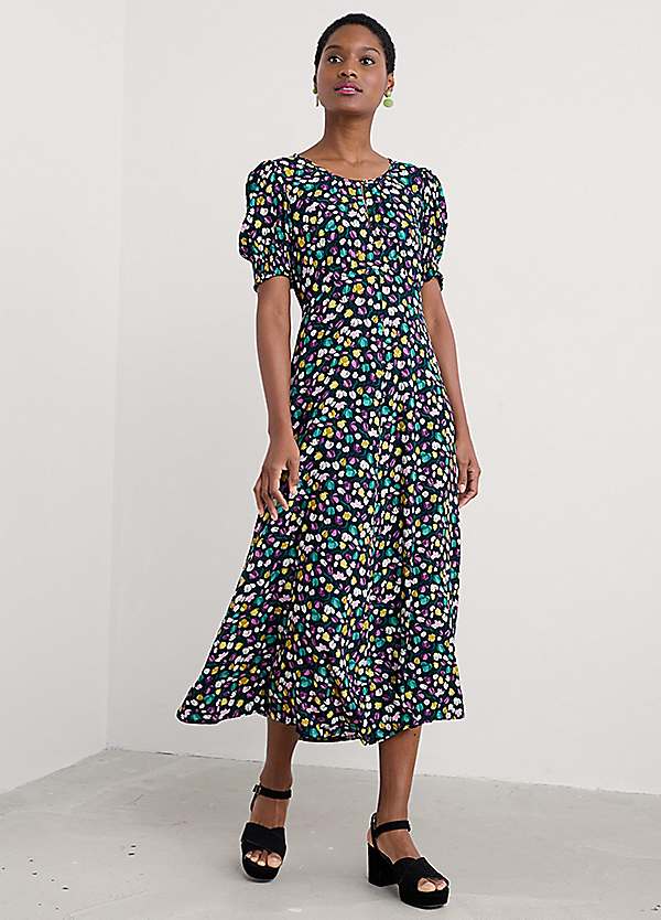 Seasalt Cornwall Multi Marsh Violet Short Sleeve Empire Line Dress | Curvissa Seasalt Cornwall Multi Marsh Violet Short Sleeve Empire Line Dress | Curvissa