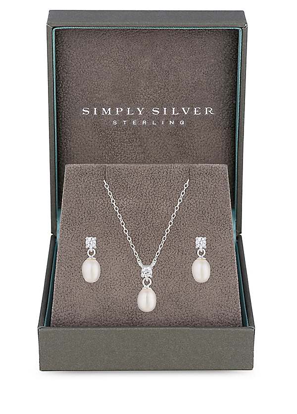 Simply Silver Sterling Silver 925 Freshwater Pearl And Cubic