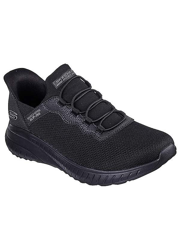 Black Skechers Stretch Knit Bungee Slip On Skechers Wide Fit Black