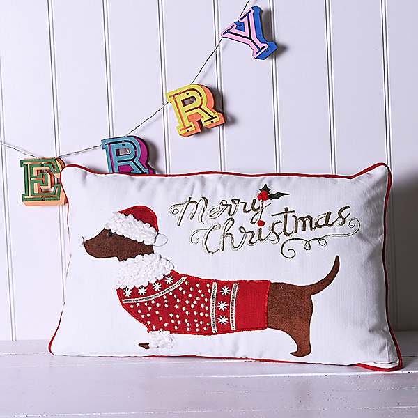 Dachshund shop christmas pillow