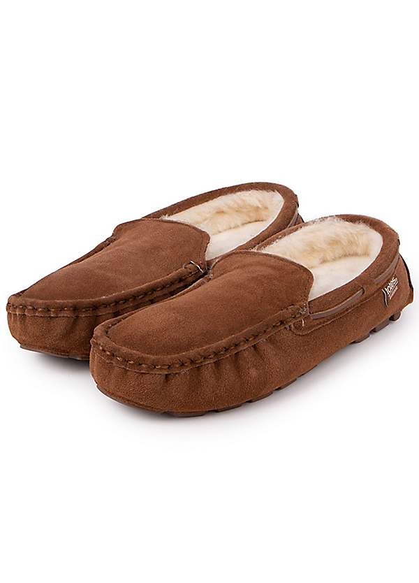 Mens tan sale moccasin slippers