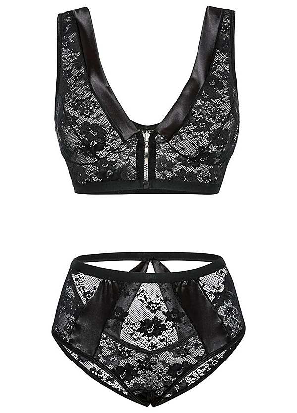 Open Cup Bralet & Crotchless Panties by bonprix