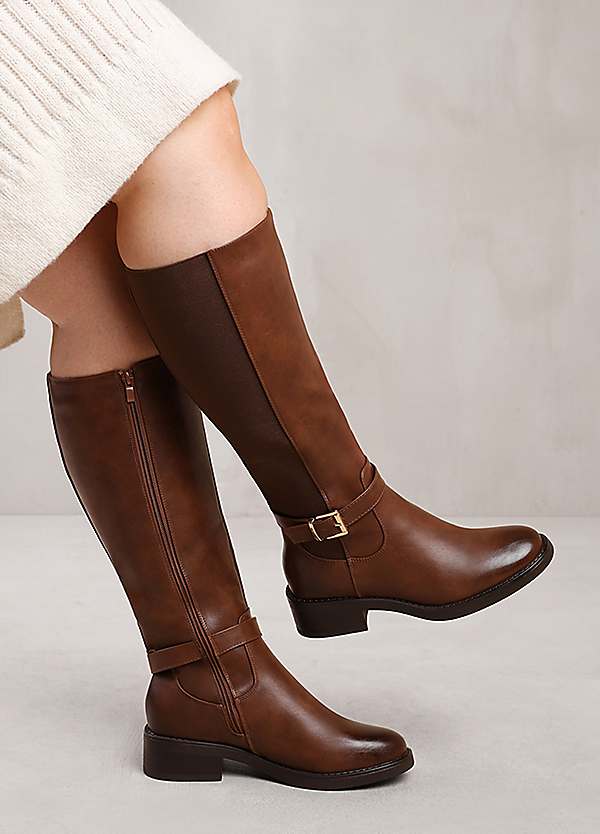 Brown Leather Boots Chocolate Brown Wide Calf Boots Dark Brown