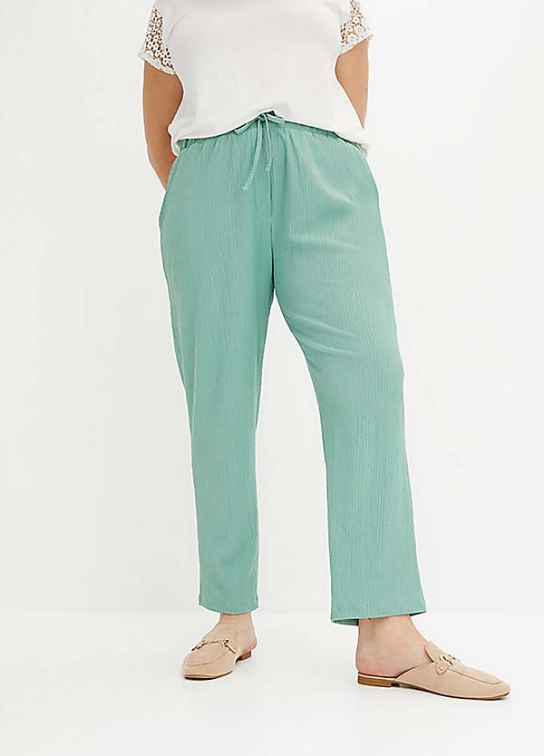 Elasticated waist straight leg trousers hotsell