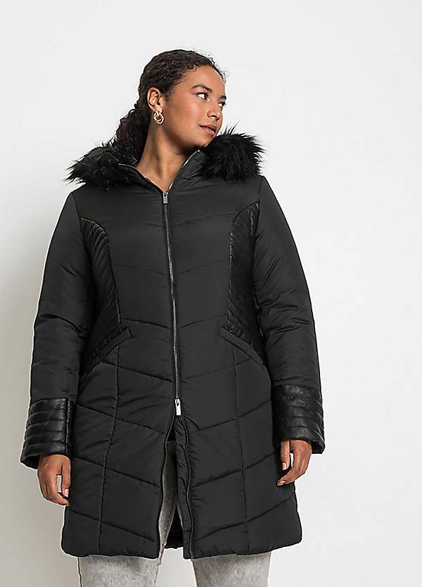 bonprix Faux Fur Trim Padded Coat Curvissa