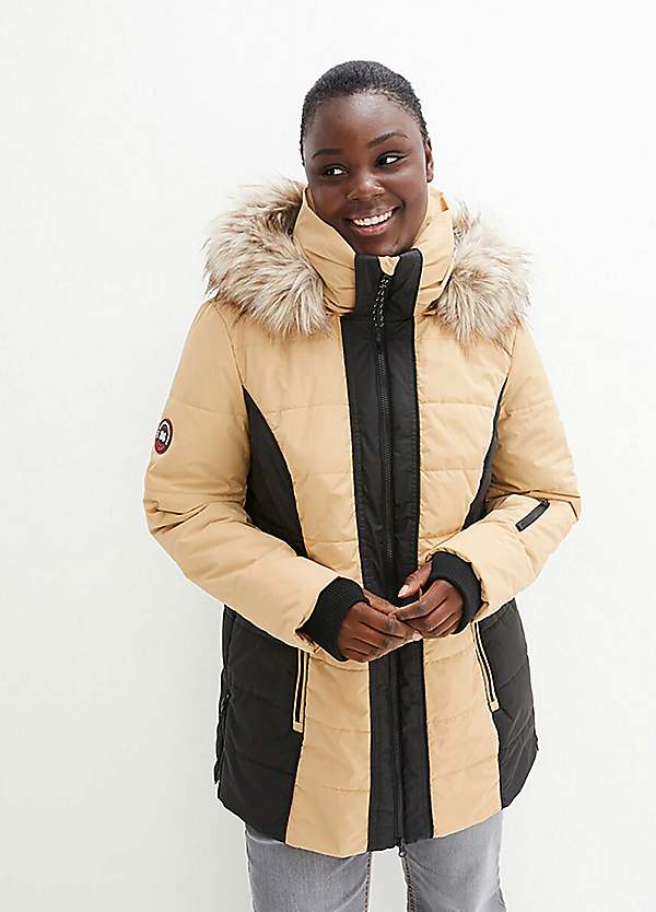 bonprix Faux Fur Trim Quilted Coat Curvissa