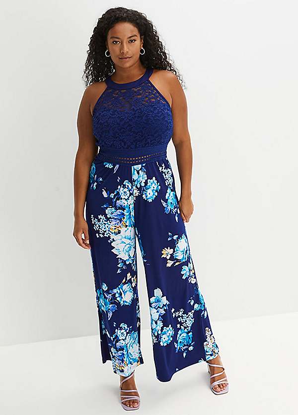 bonprix Floral Print Halterneck Jumpsuit Curvissa