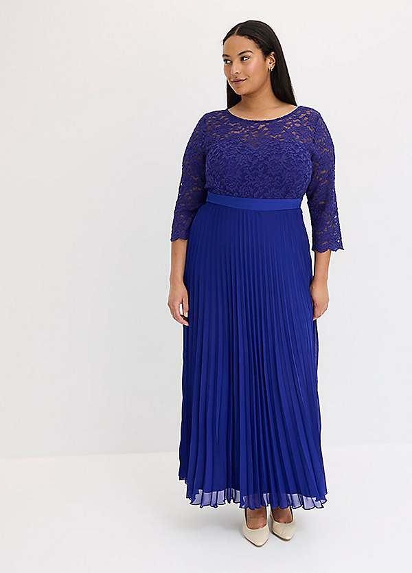 bonprix Pleated Chiffon Evening Party Dress Curvissa