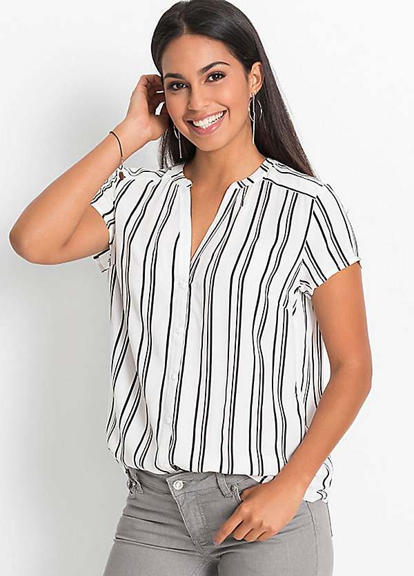 bonprix Striped Short Sleeve Blouse