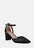 Novo Wide-Fit Imelda Weave Two Part Block Heel Court Shoes | Curvissa